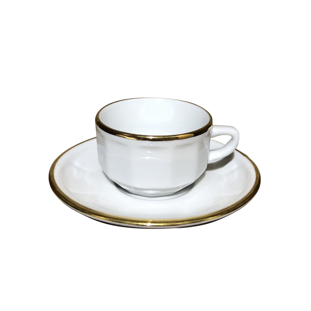 Tasse moka et soucoupe blanche filet or